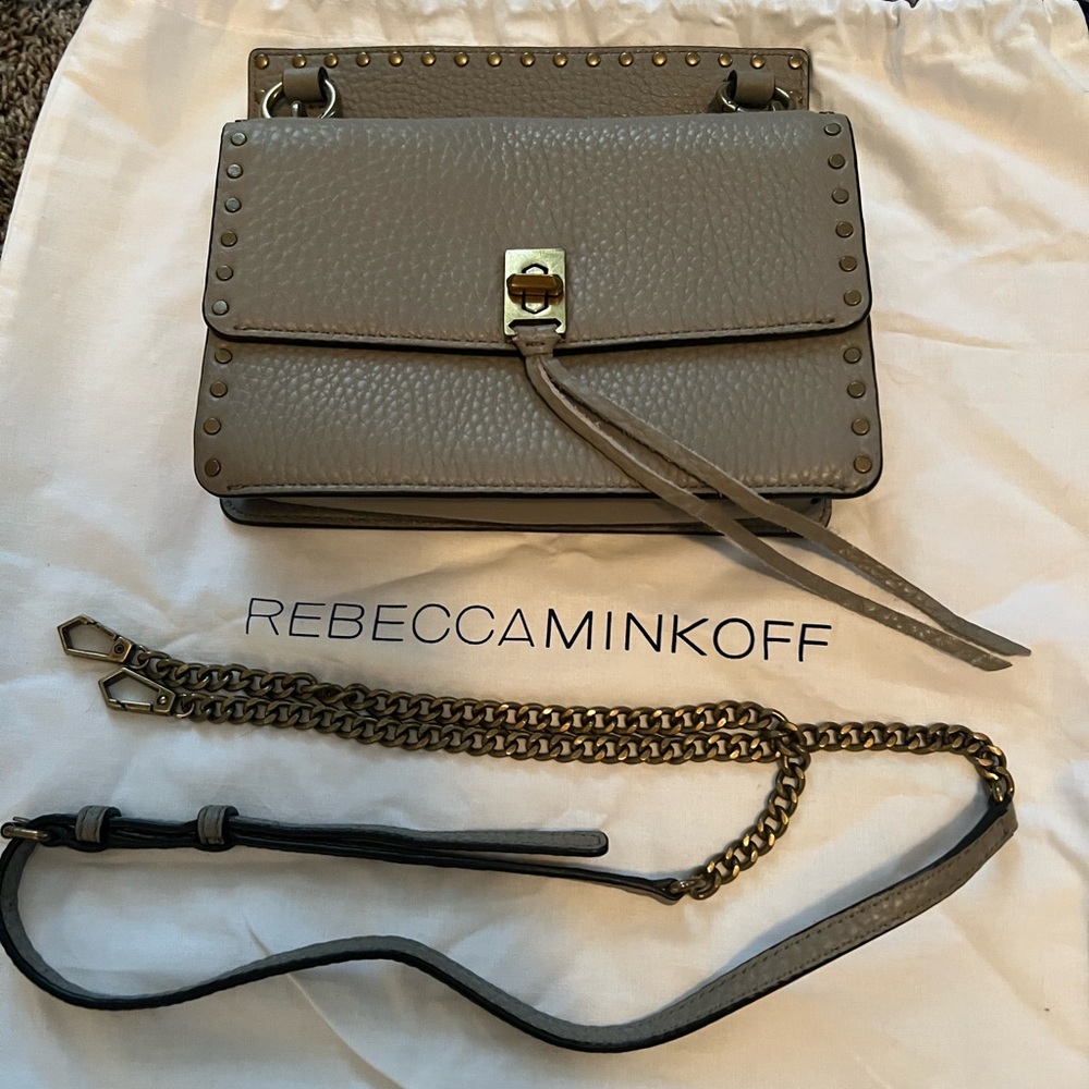Rebecca Minkoff gray pebble leather crossbody bag